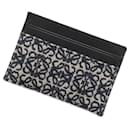 Porte-cartes en cuir et toile noir Loewe