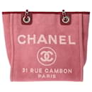 CHANEL Deauville PM Bolsa Tote de Lona Rosa para Mujeres - Chanel