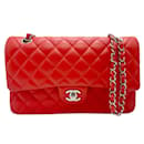 Chanel Red Lambskin Shoulder Bag