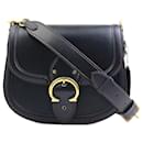 Bolsa de ombro de couro preto Coach