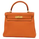 Sac à main Hermes Kelly 28 en orange - Hermès