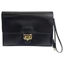 Bolso Clutch Pochette Jet en Piel Box Calf Hermes Negro con Herrajes Dorados - Hermès