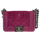 Chanel Boy Matelasse Velour/Leather Shoulder Bag