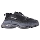 Sneakers Triple S con suola trasparente Balenciaga in poliestere nero