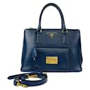 Prada Saffiano Leather Triangle Logo Plate 2-Way Shoulder Bag