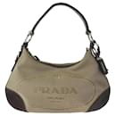 Prada Logo Jacquard Leather/Canvas Shoulder Bag