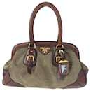 Prada Canvas/Leather Logo Jacquard Shoulder Bag Handbag