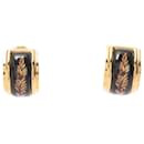 Hermes Black and Gold Cloisonné Clip Earrings - Hermès