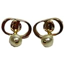 Christian Dior Gold Stud Earrings with Artificial Pearl