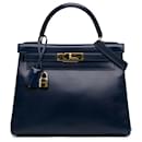 Hermès Blue Box Calf Kelly Retourne 28