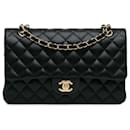 Chanel Noir Moyen Classique en Agneau Double Rabat