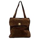 Chanel Suede Brown Shoulder Tote Bag