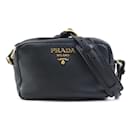 Bolsa de ombro de couro preto Prada