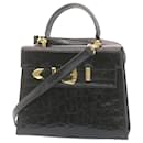 GIANNI Versace Shoulder Hand Bag Way Leather Black