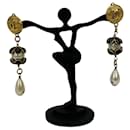 CHANEL Gold Enamel Pearl Teardrop Earrings - Chanel