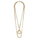 Chanel Pearlembellished Doublechain Necklace