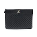 Chanel Chevron V-Stitch Clutch Bag