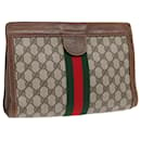 GUCCI GG Supreme Web Sherry Line Clutch Bag Beige Rouge Vert 010 378 Auth ep5011 - Gucci