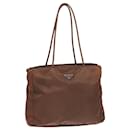 PRADA Tote Bag Nylon Braun Silber Auth 85628 - Prada