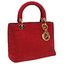 Sac à main en nylon rouge Christian Dior Canage Auth ep5016