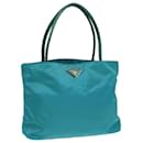 PRADA Borsa Tote Nylon Blu Turchese Oro Auth 84647 - Prada