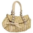 Sac à main en toile Trotter Christian Dior en cuir PVC beige Auth 84477