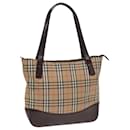 Sac fourre-tout en toile et cuir Burberry Nova Check beige marron Auth ep5013