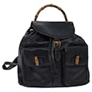 GUCCI Bamboo Backpack Leather Black Gold 003 2058 0016 Auth 85154 - Gucci