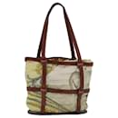 Salvatore Ferragamo Quilted Hand Bag Nylon Beige Gold Auth 85524