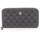 Chanel Matelasse Round Long Wallet in Black Caviar Leather