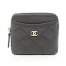 Porte-monnaie en cuir caviar noir Chanel