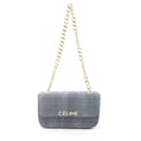 Borsa a spalla monocromatica Celine in denim blu navy - Céline