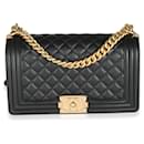 Sac Boy moyen en cuir d'agneau matelassé noir Chanel