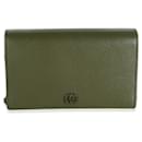 Gucci Green Dollar Calfskin Enamel GG Monochrome Marmont Chain Wallet