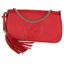 Gucci Red Pebbled Calfskin Medium Soho Crossbody Flap Bag