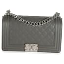 Chanel Grey Quilted Caviar Medium Boy Bag