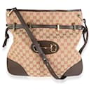 Gucci Beige GG Canvas Textured Dollar Calfskin Horsebit 1955 Top Messenger