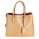 Prada Caramel Saffiano Medium Double Bag Tote