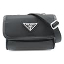 Prada Black Nylon and Leather Shoulder Bag