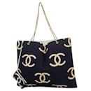 Sac fourre-tout en toile bleu marine Chanel