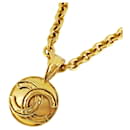 Chanel Necklace Coco Mark Circle GP Plated Gold 94P Women's