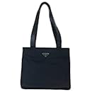 Prada Nylon/Leather Tessuto Triangle Logo Tote Bag