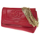 Borsa a spalla Chanel Vintage Mademoiselle in pelle di agnello rossa