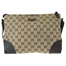 Gucci Beige Brown GG Canvas Leather Shoulder Messenger Bag