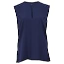 Celine Sleeveless Blouse in Navy Blue Silk - Céline