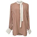 Chloé Striped Shirt in Brown Silk