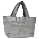 Chanel Cococoon Hand Bag Nylon Silver Cc Auth 71571