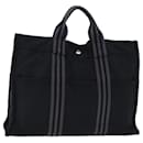 Sac à main Hermes Fourre Tout Mm en toile noir et gris Auth Bs13921 - Hermès