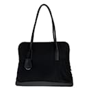 Bolso tote Prada de nylon/cuero con logo triangular Tessuto