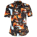 Givenchy  Short-Sleeved Cockfight Print Shirt in Multicolor Cotton